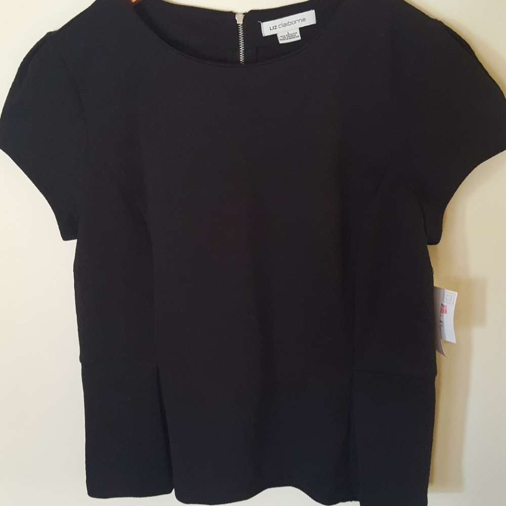 Stretch piqué short sleeve blouse